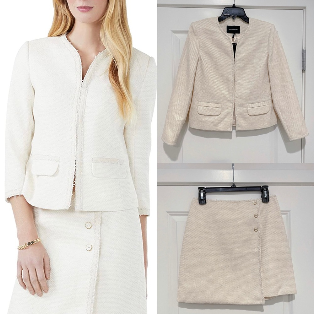 BCBGMAXAZRIA Tweed Blazer and Mini Skirt Set